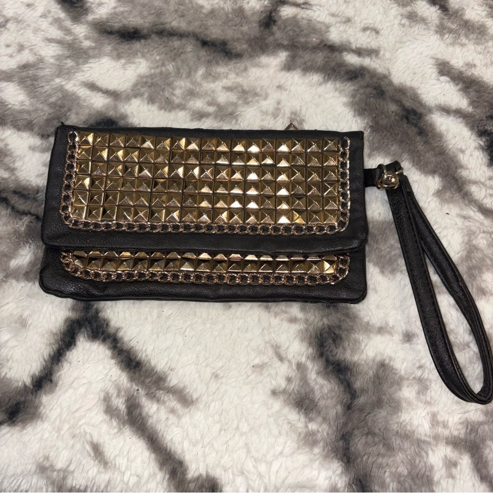 Black and Gold Studded Clutch
